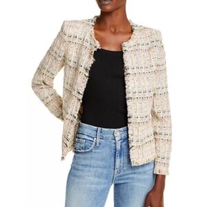 IRO Shavana Tweed Plaid Metallic Blazer 42/Us10/XL Open Front